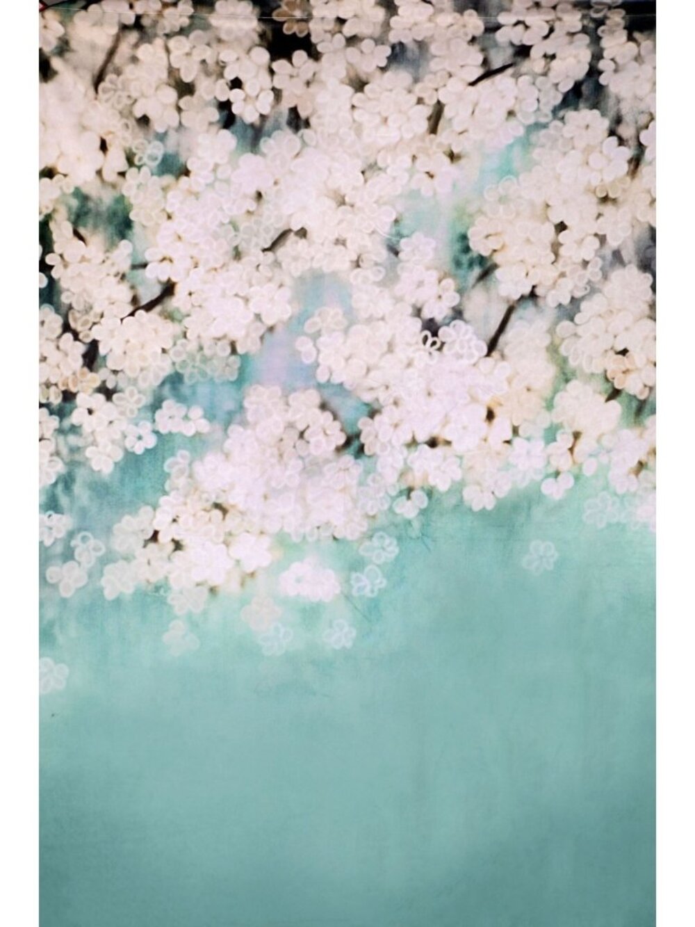 Kate Backdrop White Floral Green Background Vertical 7' x 5' Newborn Head Shots